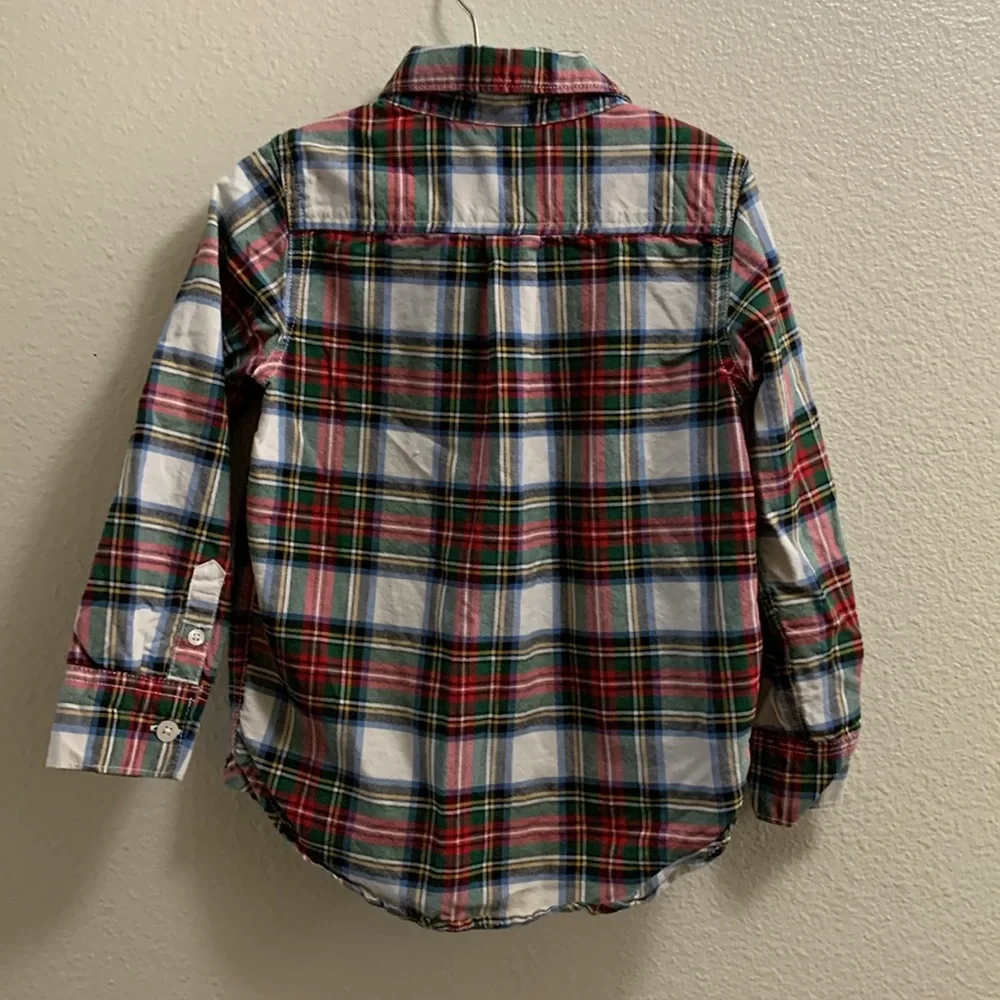 GAP Boys Multicolor Plaid Button-Down Shirt - Red, Green, Blue, White